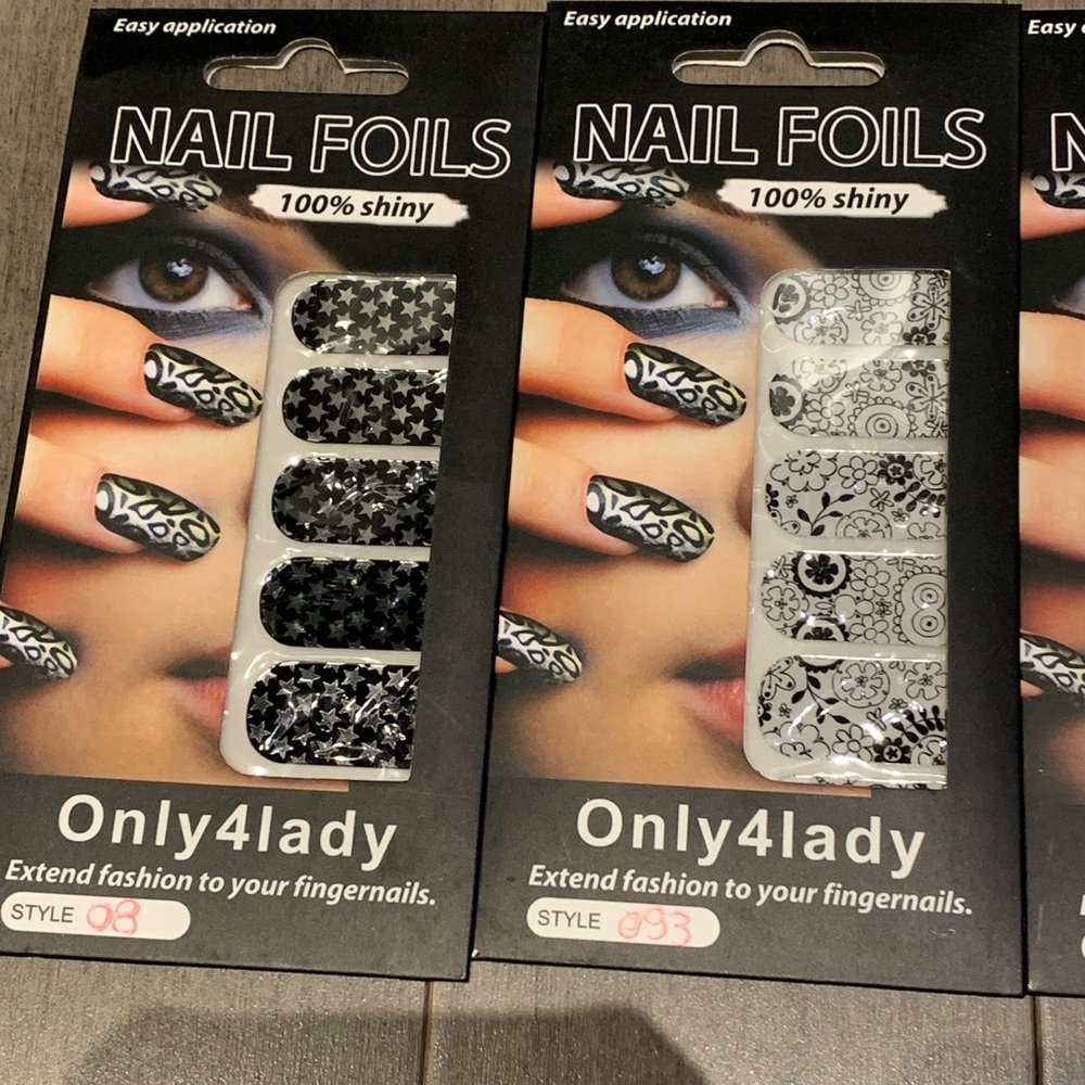 NWT Set of 5 Only4lady Nail Foils - Mixed Prints, Stars, Floral & Pink - Picture 5 of 8